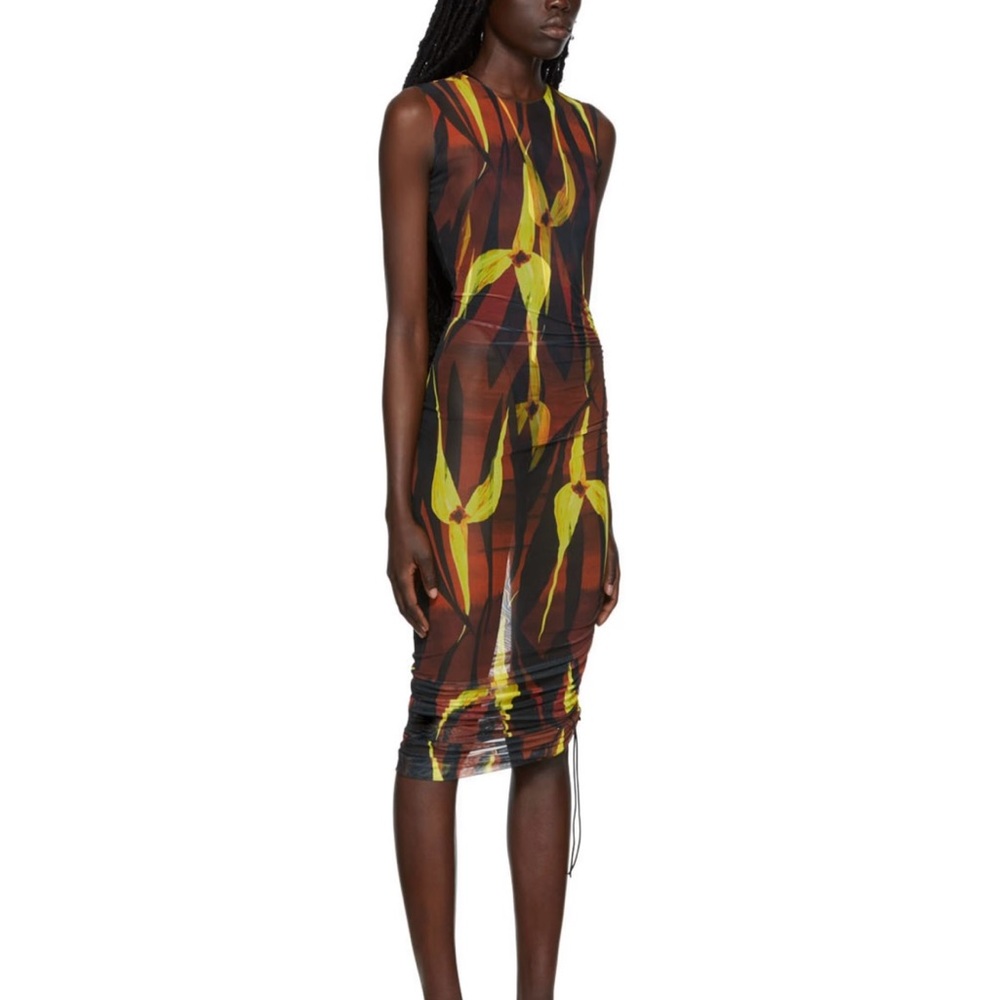 SOLD Louisa Ballou Black Mesh Geometric Mid Dress – Adjustable Fit